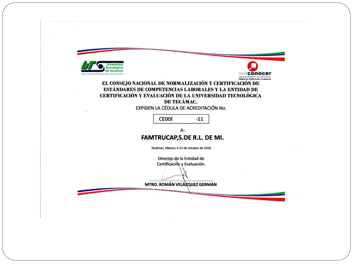 Acreditación FAMTRUCAP